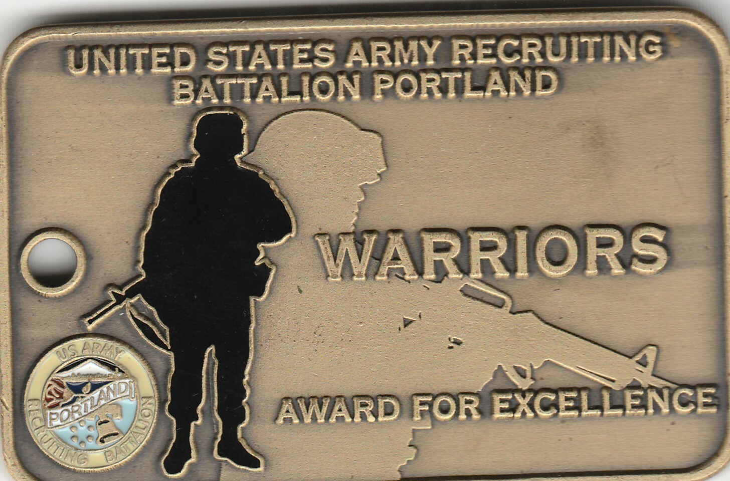 US ARMY RECRUITING BATTALION PORTLAND KEY CHAIN Coin 2.5"DIA GB5