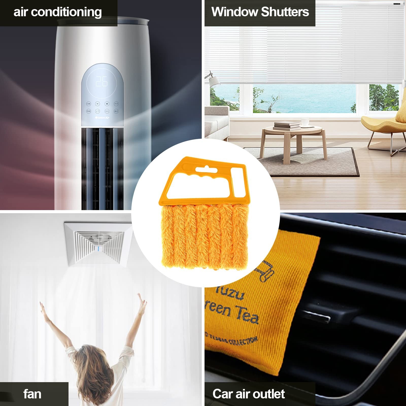 2Pcs Window Venetian 7 Finger Dusting Cleaner Tool and 1Pc Window Blind Clean...
