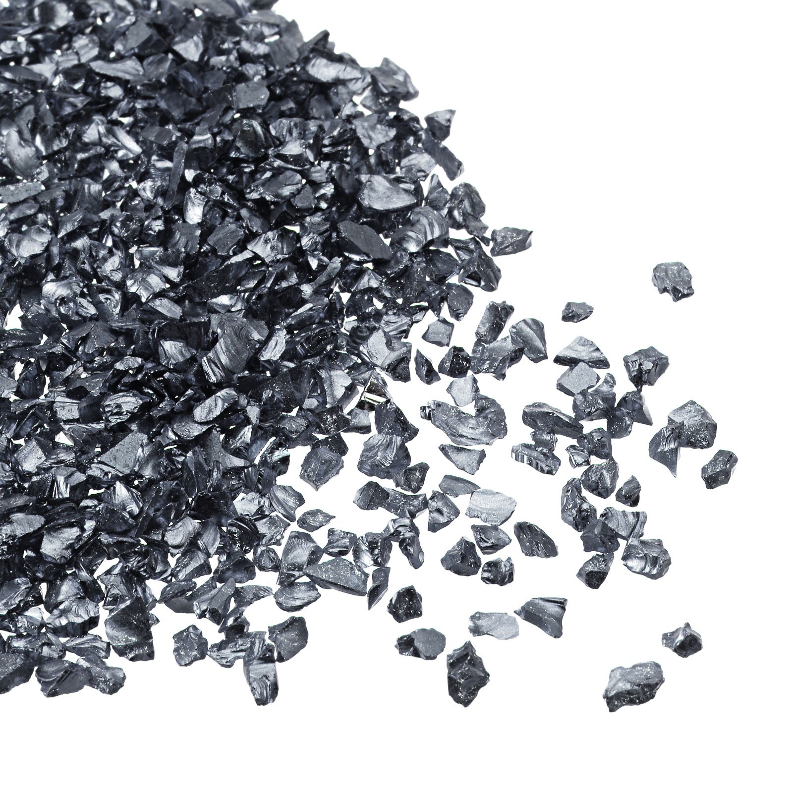 Crushed Glass Chips 2-4mm x 20g Irregular Metallic Glass Bright Black