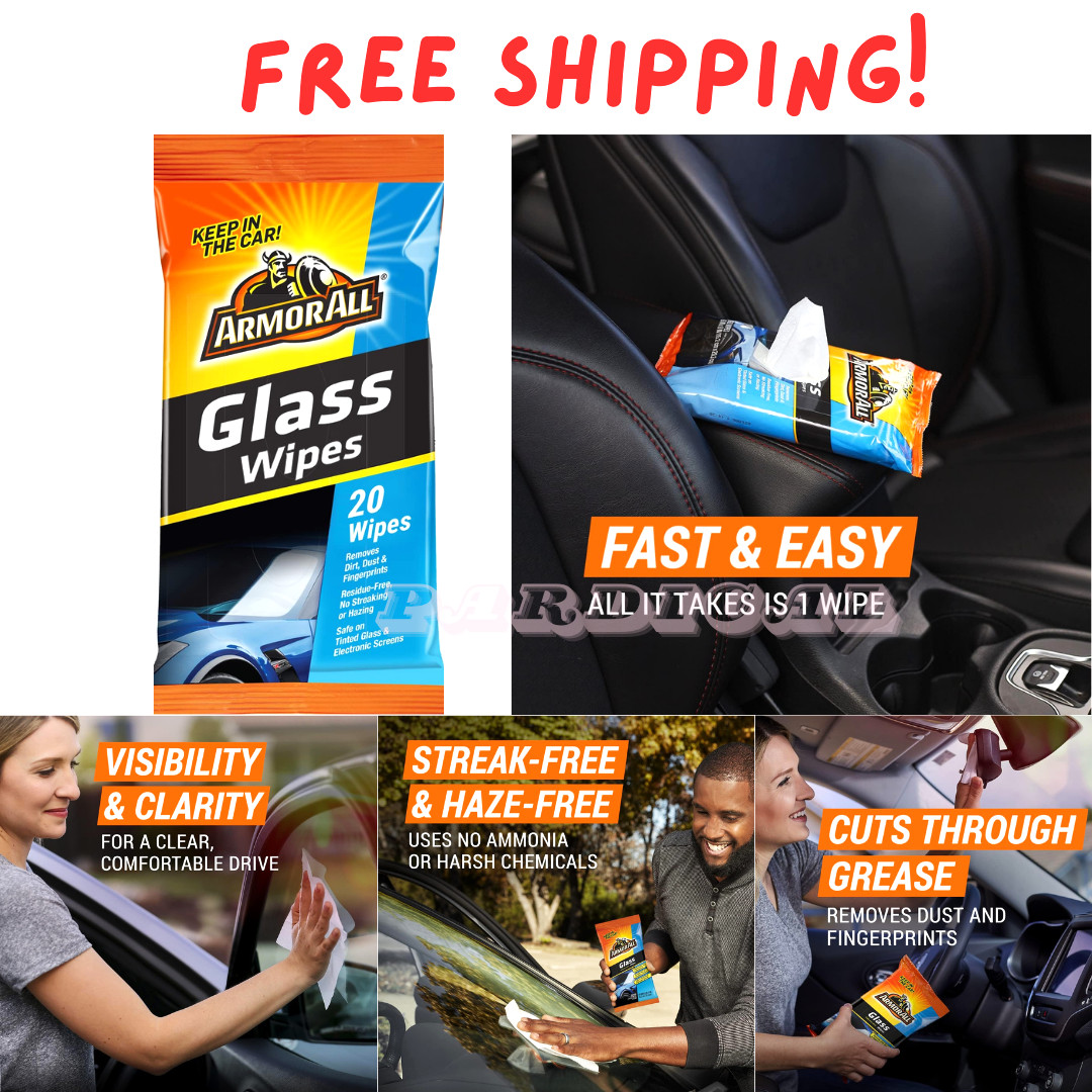 Armor All Car Glass Wipes by Armor All, Auto Glass Cleaner Wipes for Dirt and Du