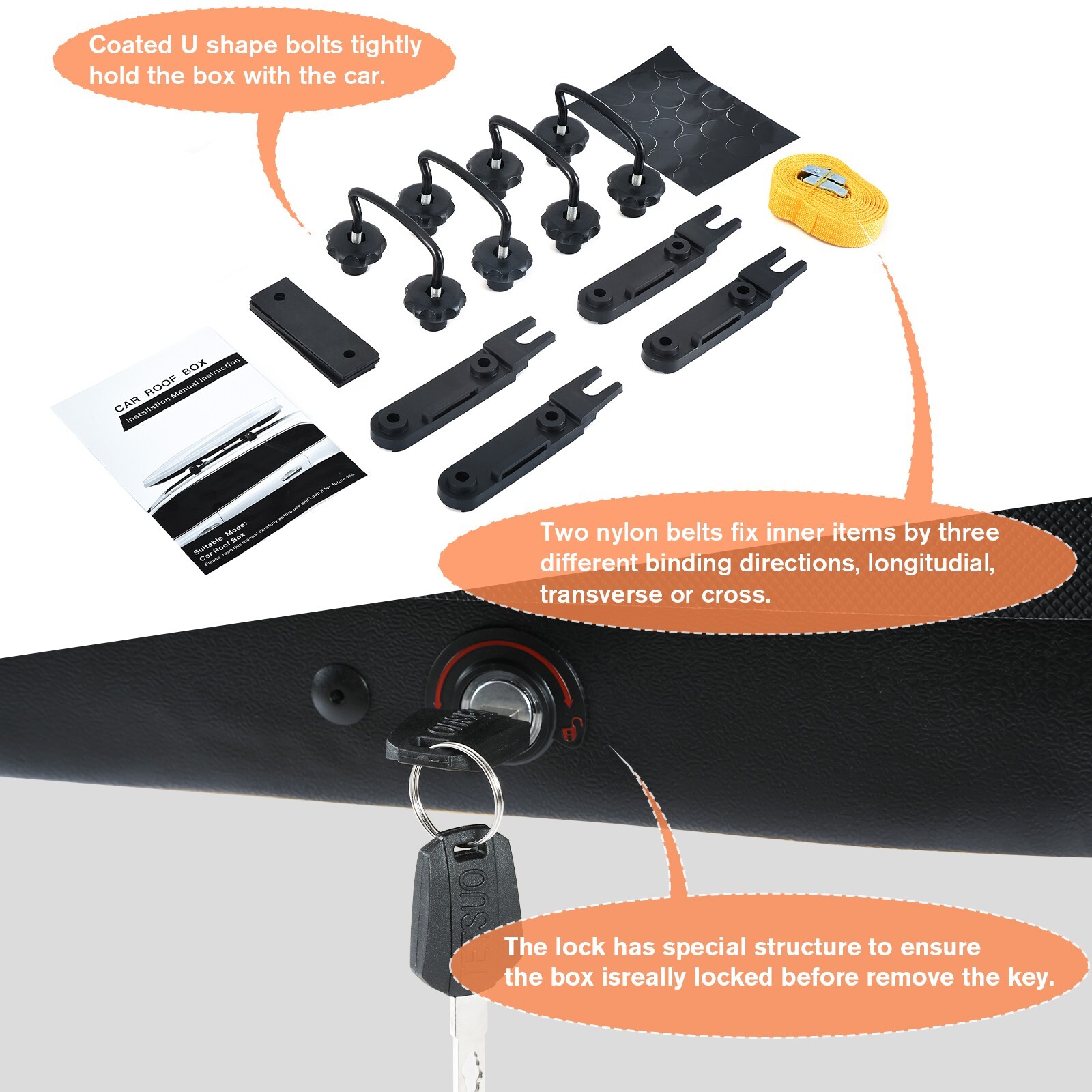 VisRack 13FT³ Rooftop Cargo Box Luggage Carrier Tooless Install w Diamond Grains