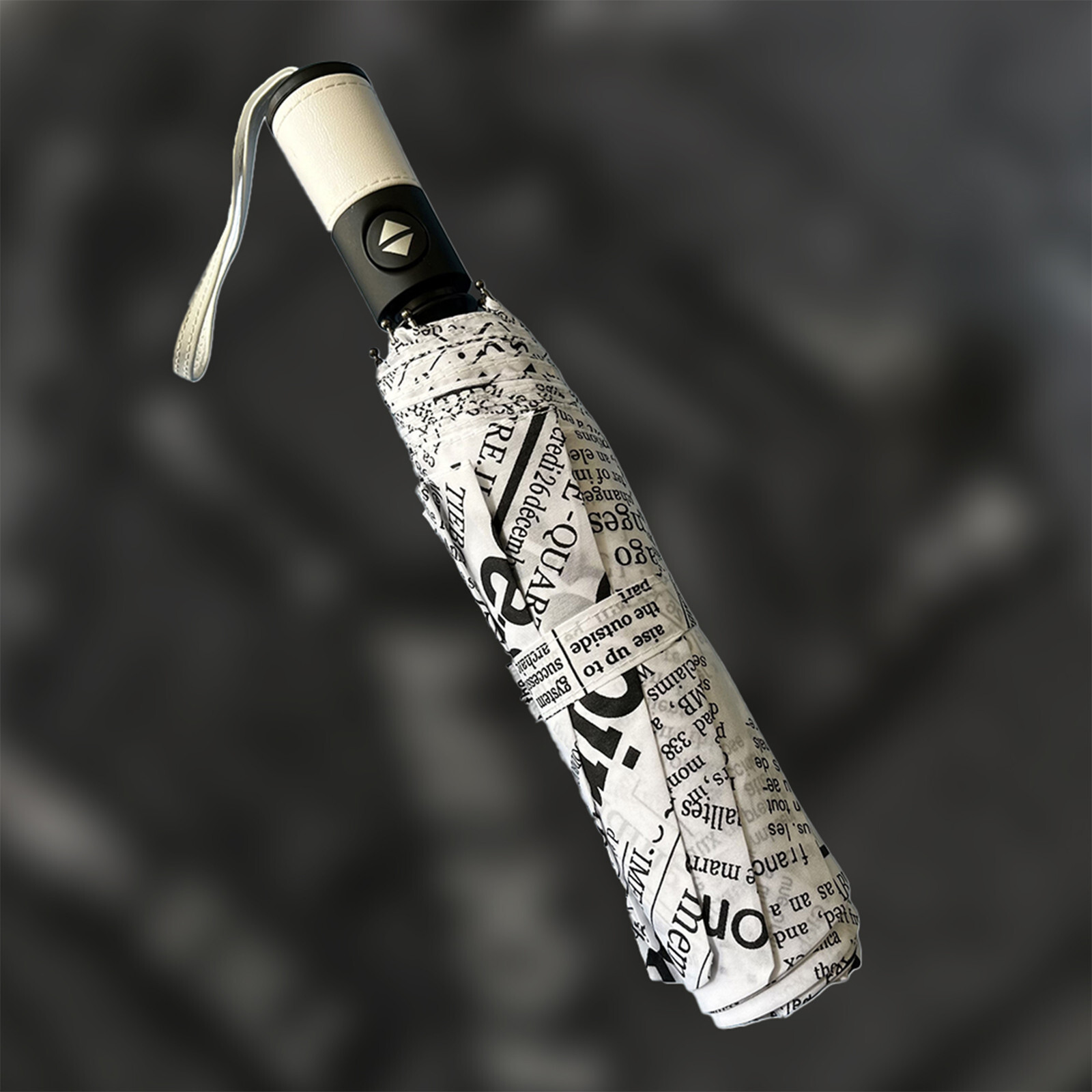 ENAPY Automatic FoldingUmbrella with UV Protection - White Newspaper Pattern