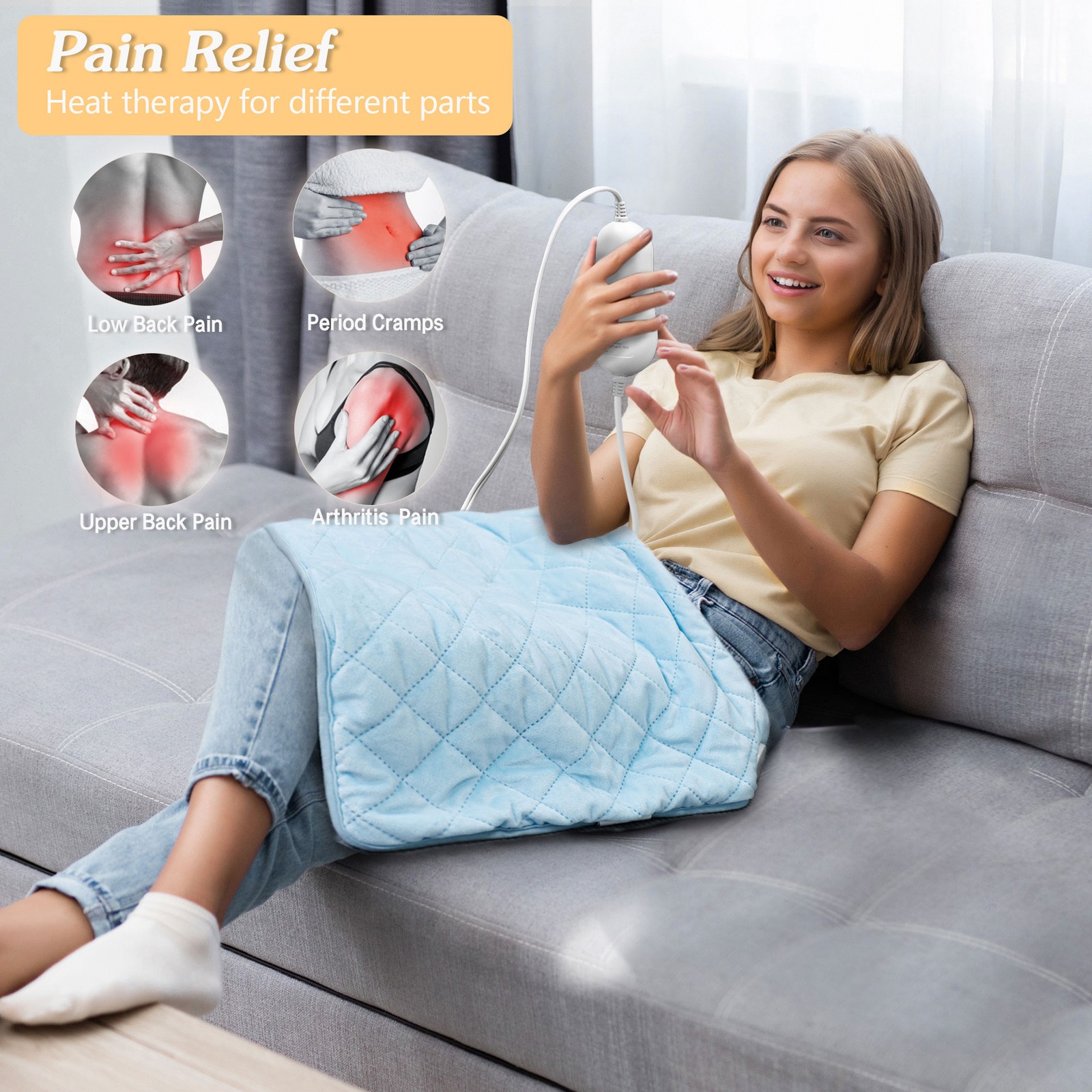 nalax Electric Microfiber Heating Blanket with Jade Chips, Light Blue (Open Box)