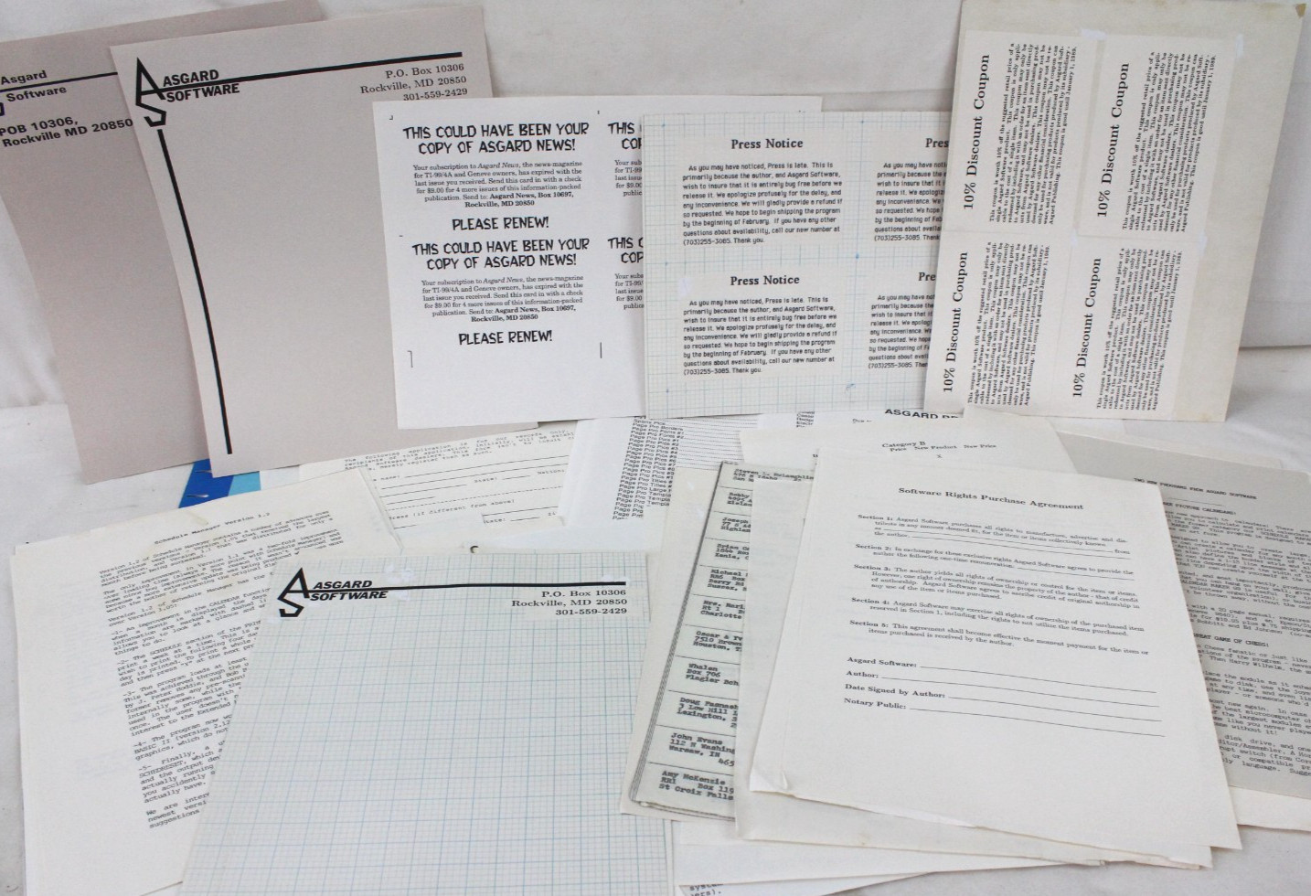 Vintage Computer Asgard Software Game Original Layouts Mail List Brochure Rare