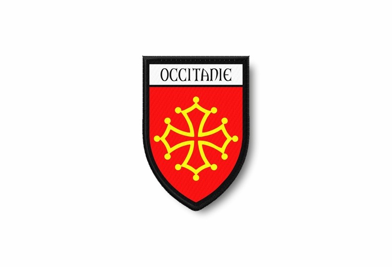 PATCH PATCHES EMBLEM IRON ON GLUE PRINT FLAG world crest occitan cross