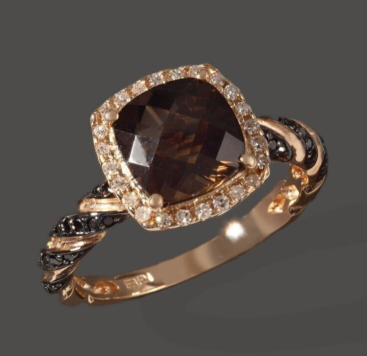 2.50Ct Cushion Cut Lab Created Chocolate Diamonds Halo Ring 14K Rose Gold Finish
