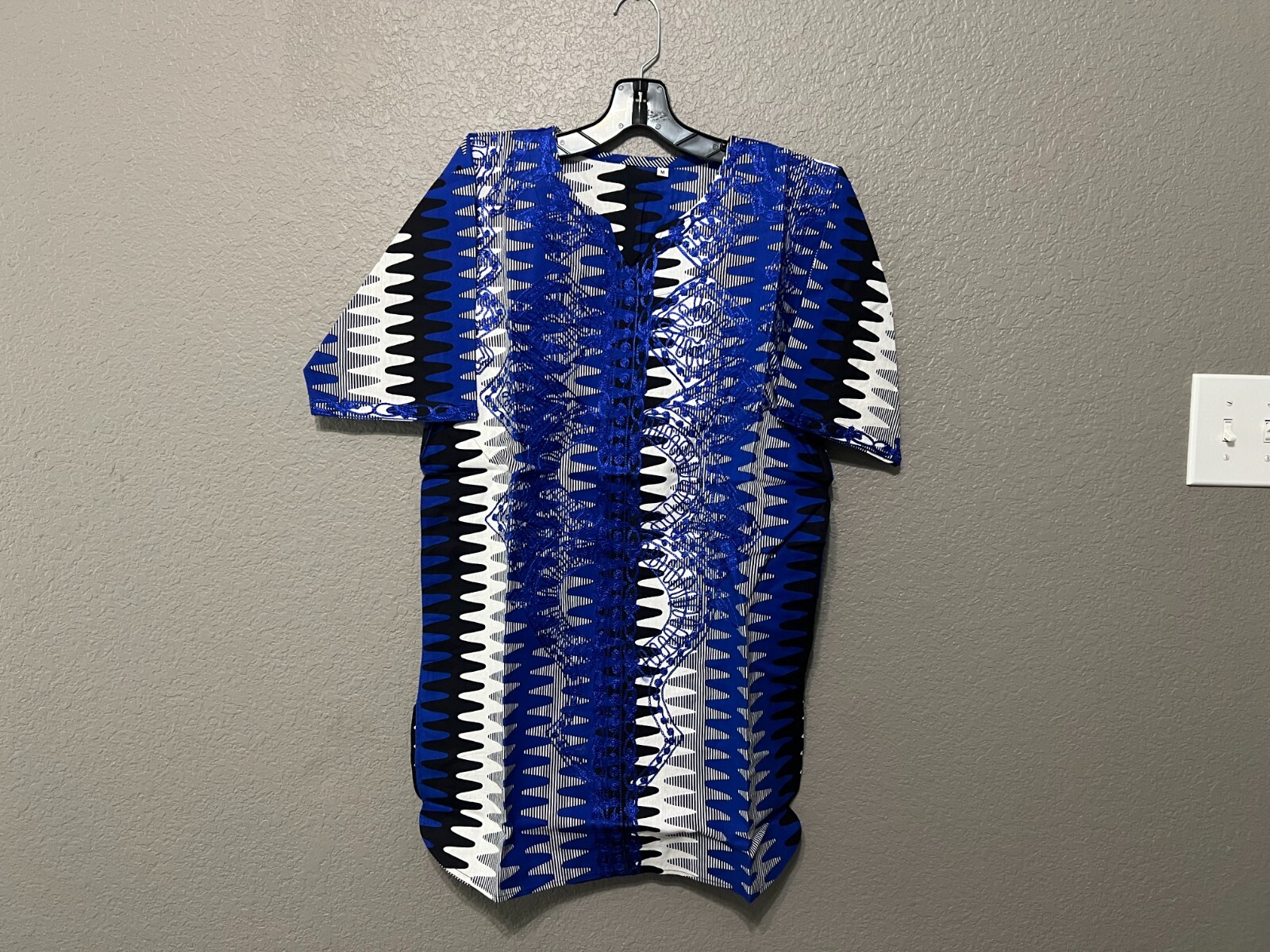 African clothing for men-Dashiki M-7X BLUE