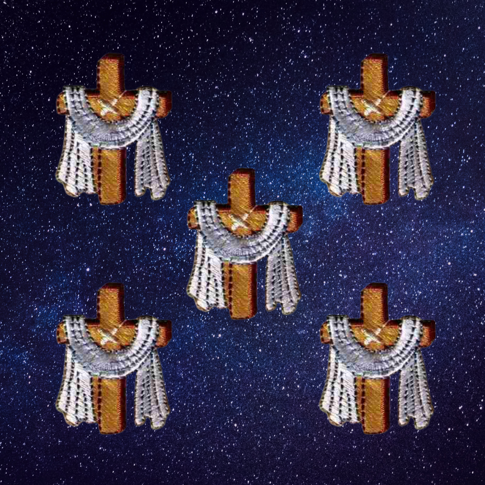 Cross with Robe Patches (5-Pack) Religious Embroidered Iron On Patch Applique