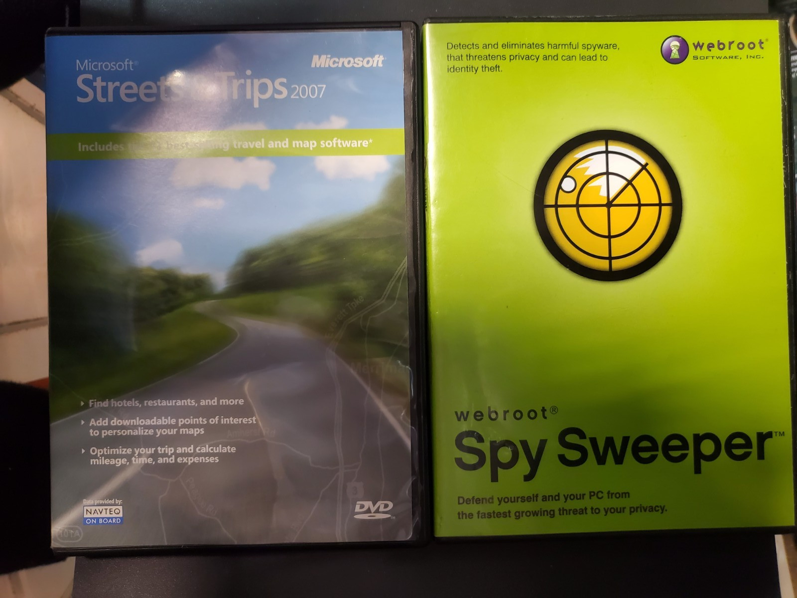 LOT OF 2: STREETS & TRIPS 2007 +WEBROOT Spy Sweeper 2003-2005 / VERY GOOD