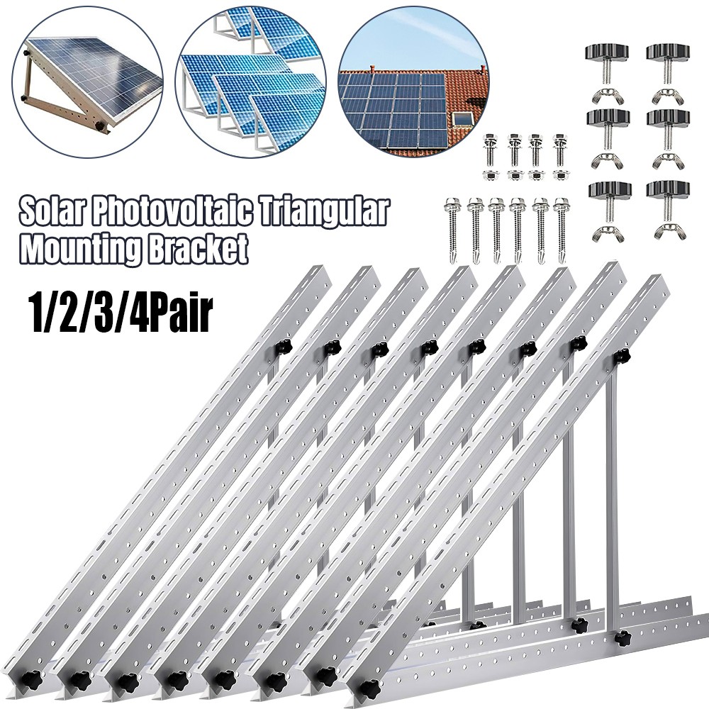 2/4/8 Pcs Solar Panel RV Tilt Mount Brackets Roof Flat Surface Adjustable Frame