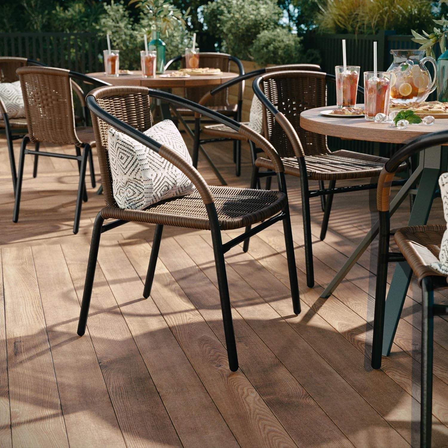 Lila Modern Rattan Indoor/Outdoor Stackable Dining Chairs Stacking Rattan Bistro