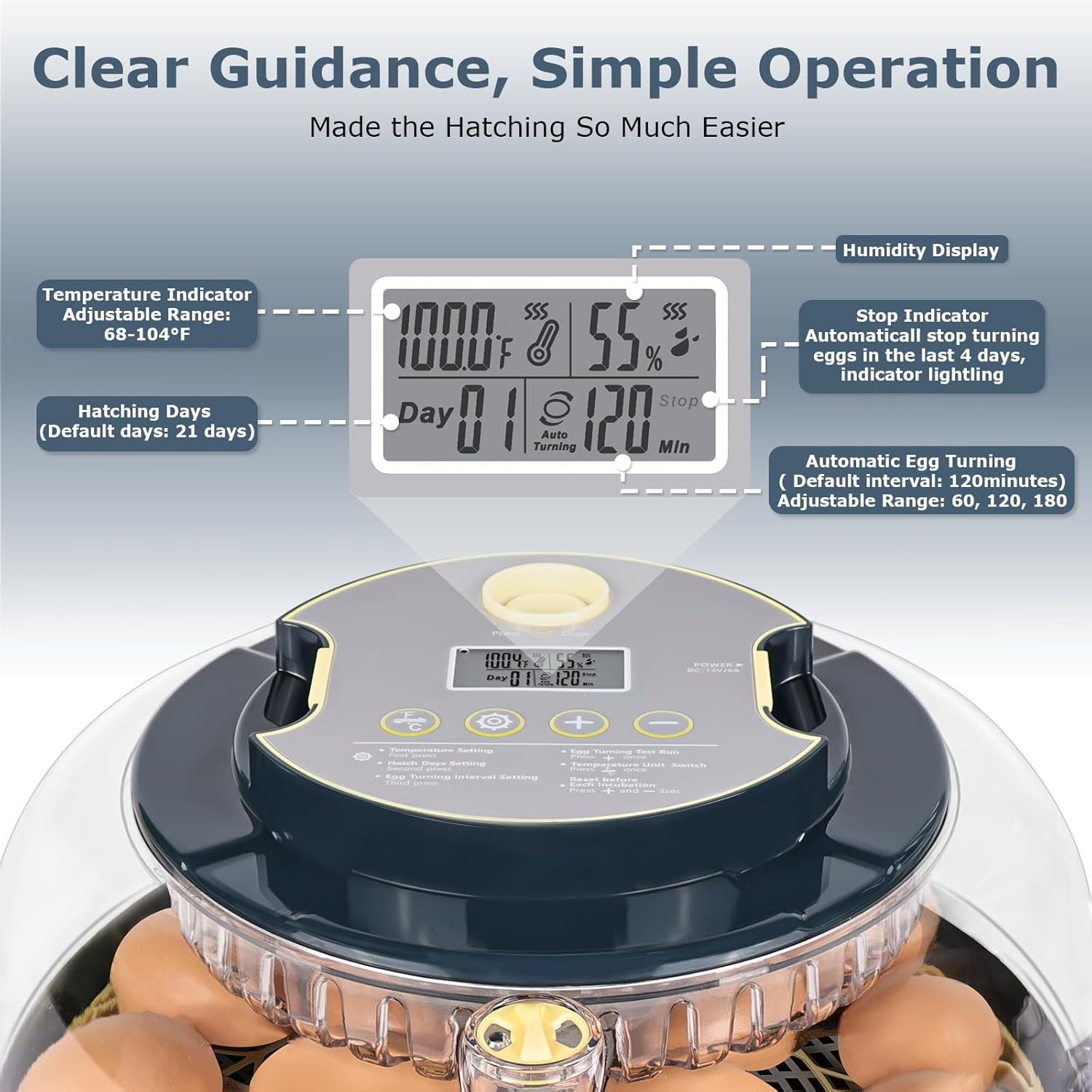Incubators for Hatching Eggs, 18 Eggs Incubator with Egg Candler, Auto Egg Turne