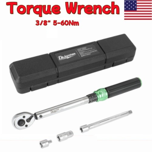 3/8" Torque Wrench Adjustable 5-60Nm Wrench  & extension rod 1/2" 1/4" Adapter