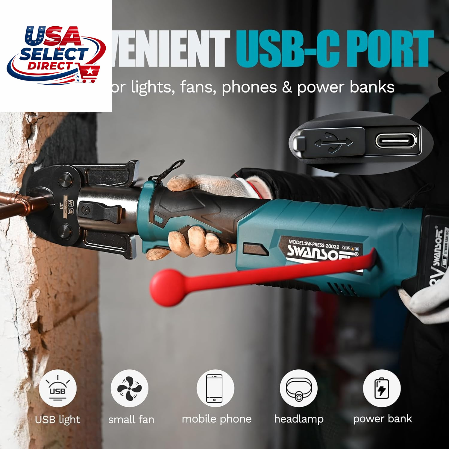 Pro Press Tool Copper Pipe Crimping Tool 18V Battery 4 Jaws