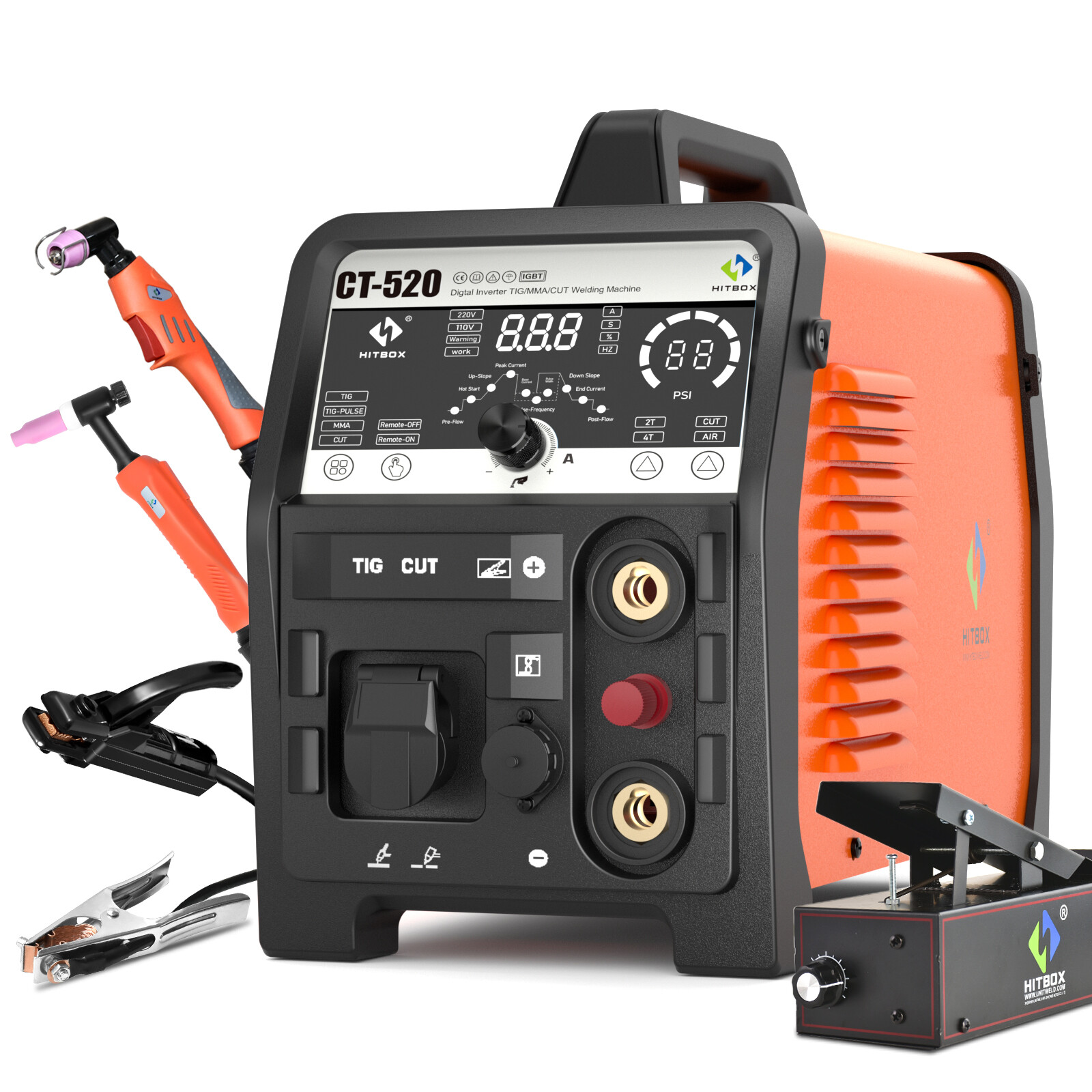 50A Air Plasma Cutter  200A TIG/MMA/Pulse TIG Welder with foot pedal 110V 220V