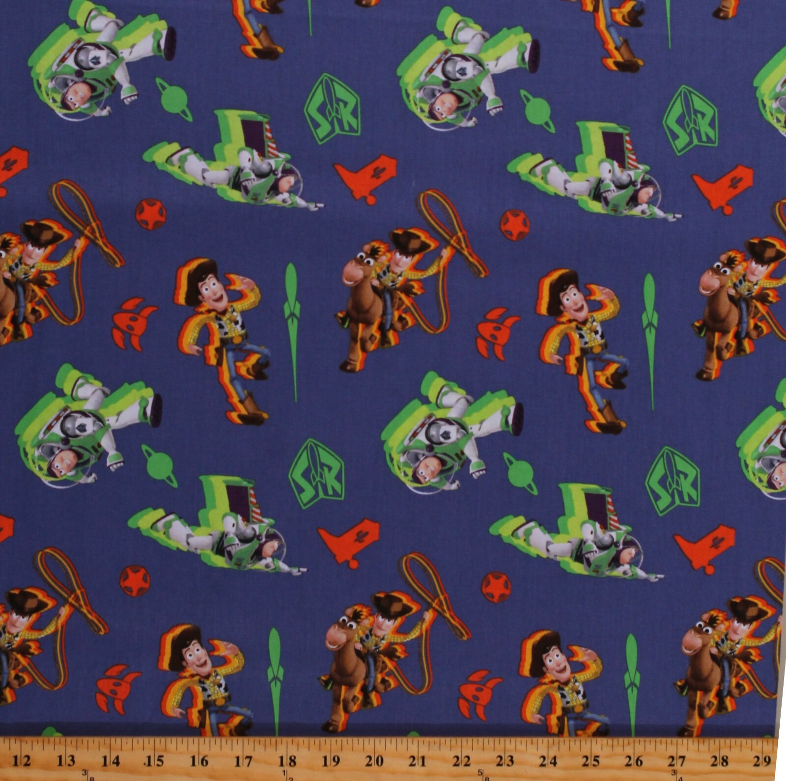 Cotton Disney Kids Toy Story Lightyear Woody Blue Fabric Print by Yard D787.94