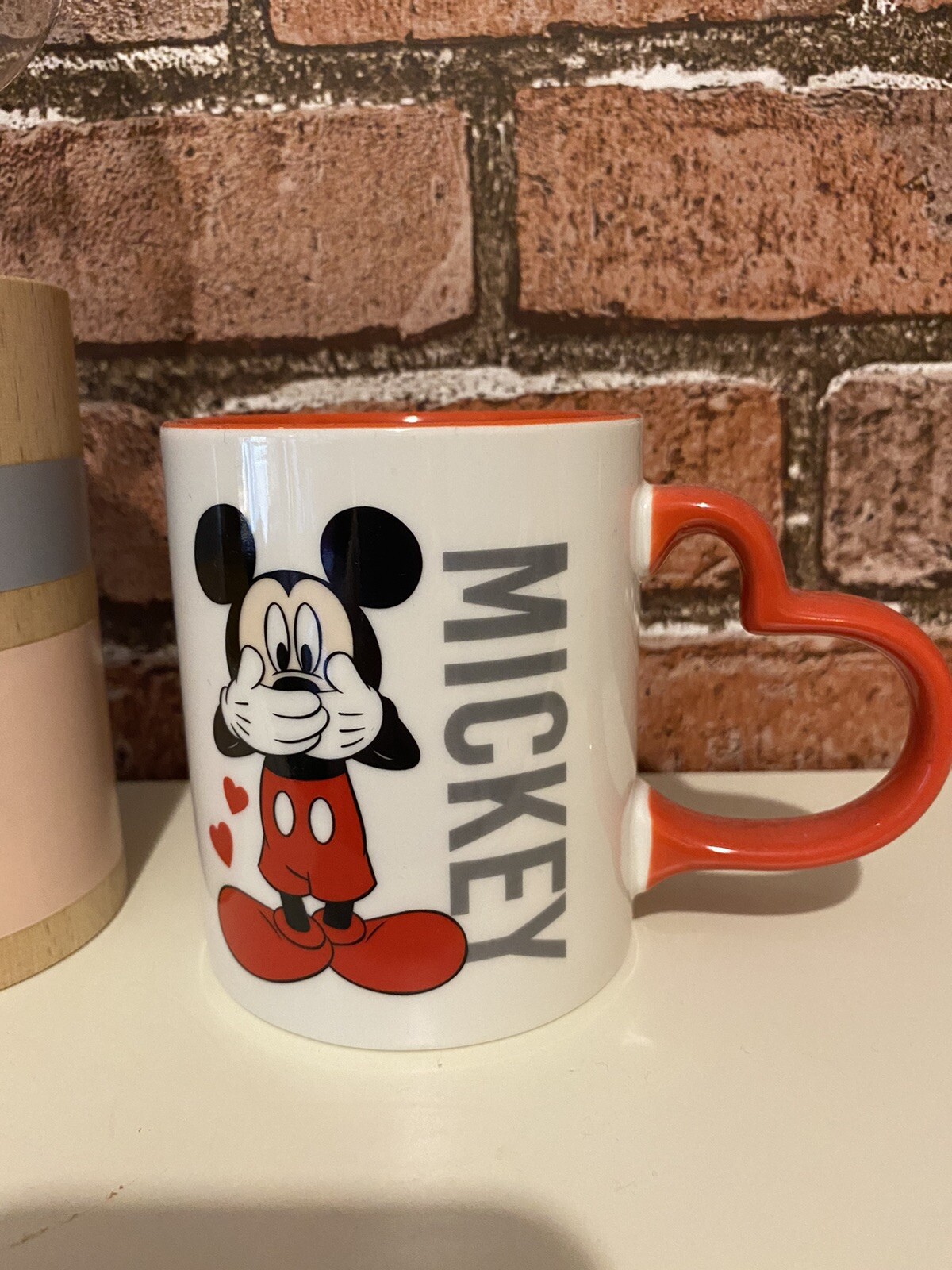 Disney Mickey Mouse Heart Handle Mug New