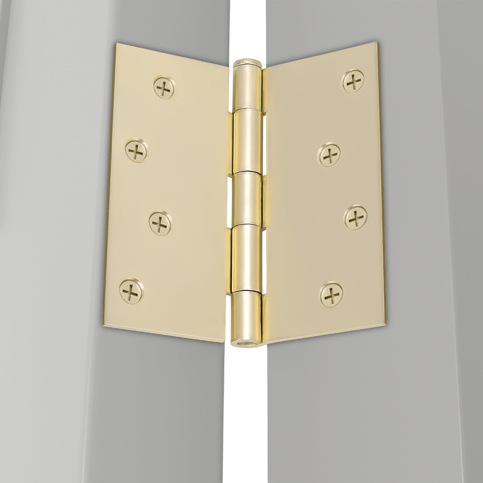 3 Pack 4" Brushed Brass Gold Door Hinges Square Corners Interior Door Hardware