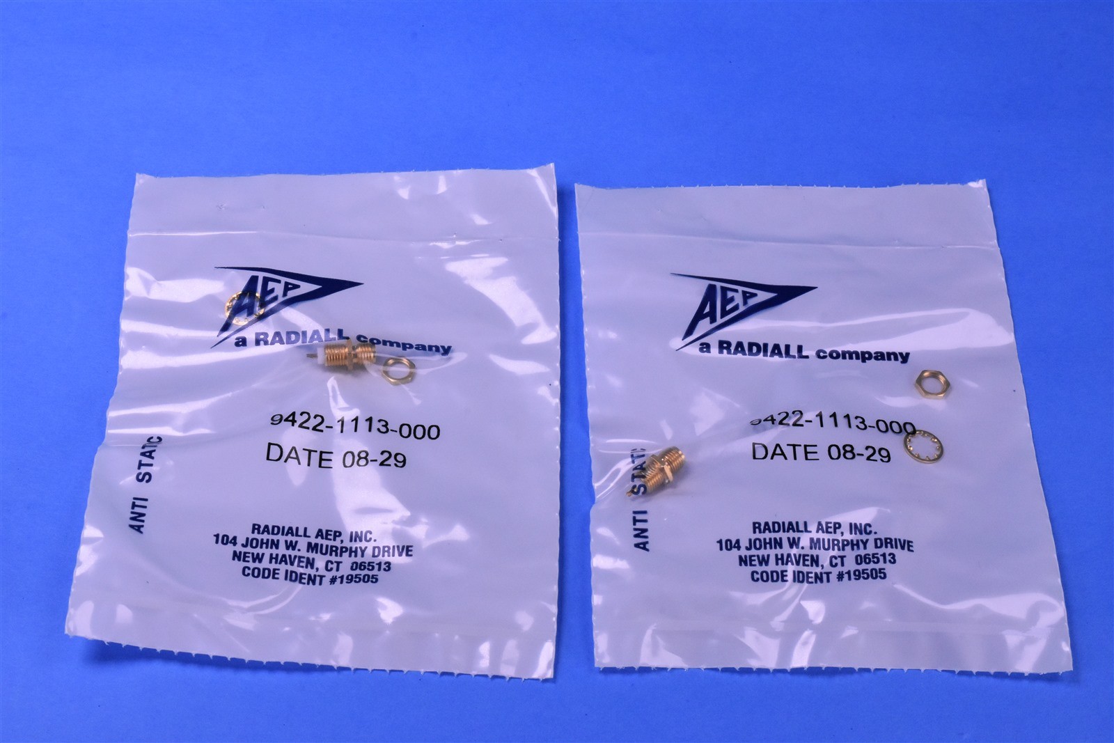 2 Pack Radiall SMA Bulkhead 18 GHz RF Connector 9422-1113-000 Front Mount