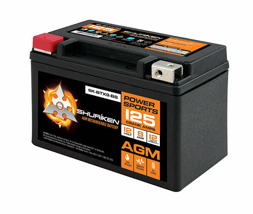 SHURIKEN SK-BTX9-BS 125 Crank AMPS 8 AMP Hours AGM Battery