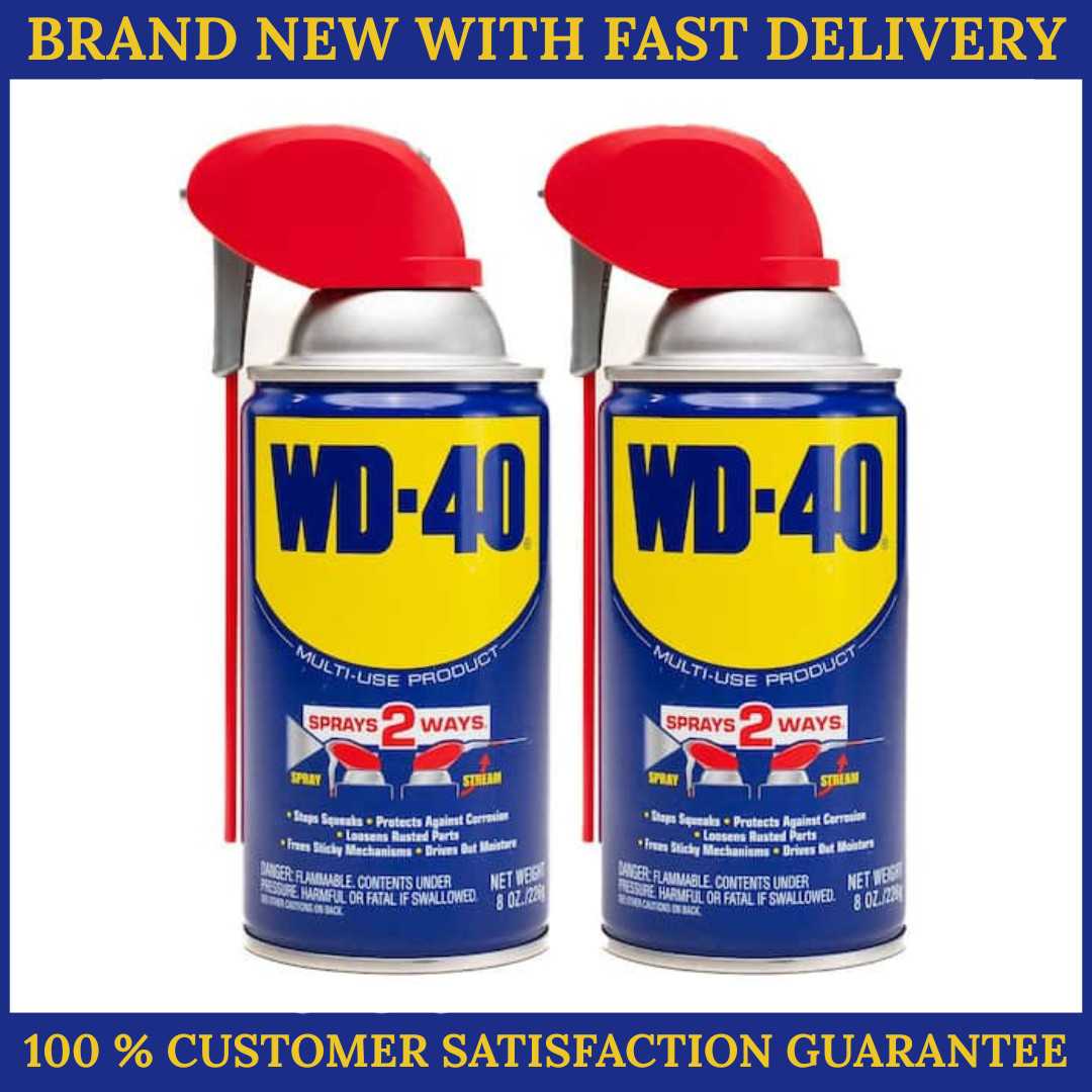 Classic WD-40 Formula, Multi-Purpose Lubricant Spray W/Smart Straw, 8 oz. 2 Pack
