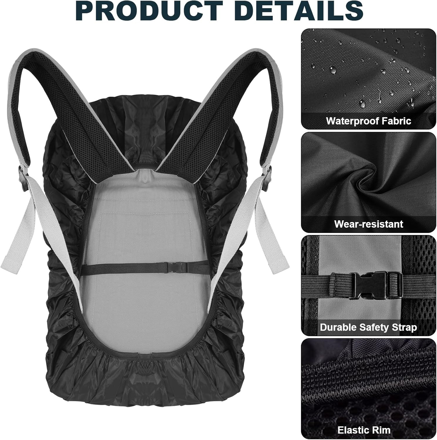 2 Pack Waterproof Rain Cover for Backpack, Reflective Rainproof Protector for An