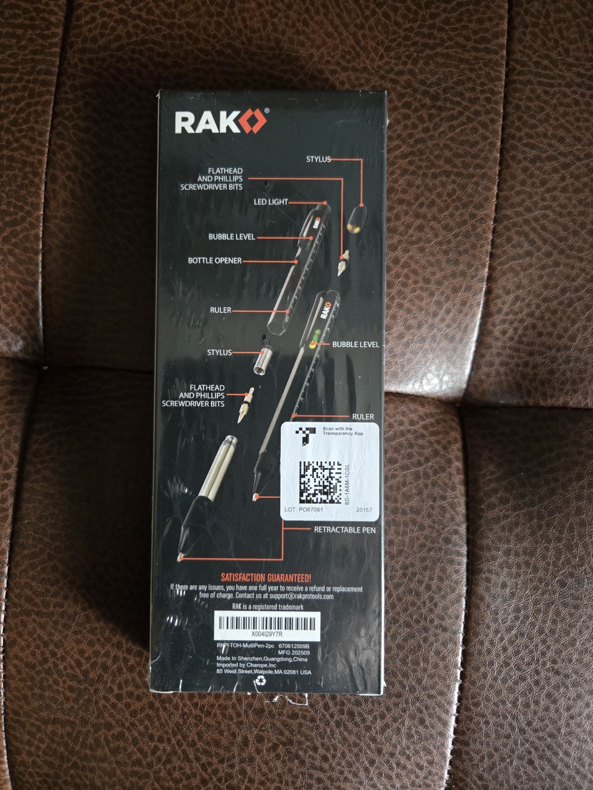 RAK Multi-Tool Pen Set LED Light Touchscreen Stylus Ruler Screwdriver Level NEW