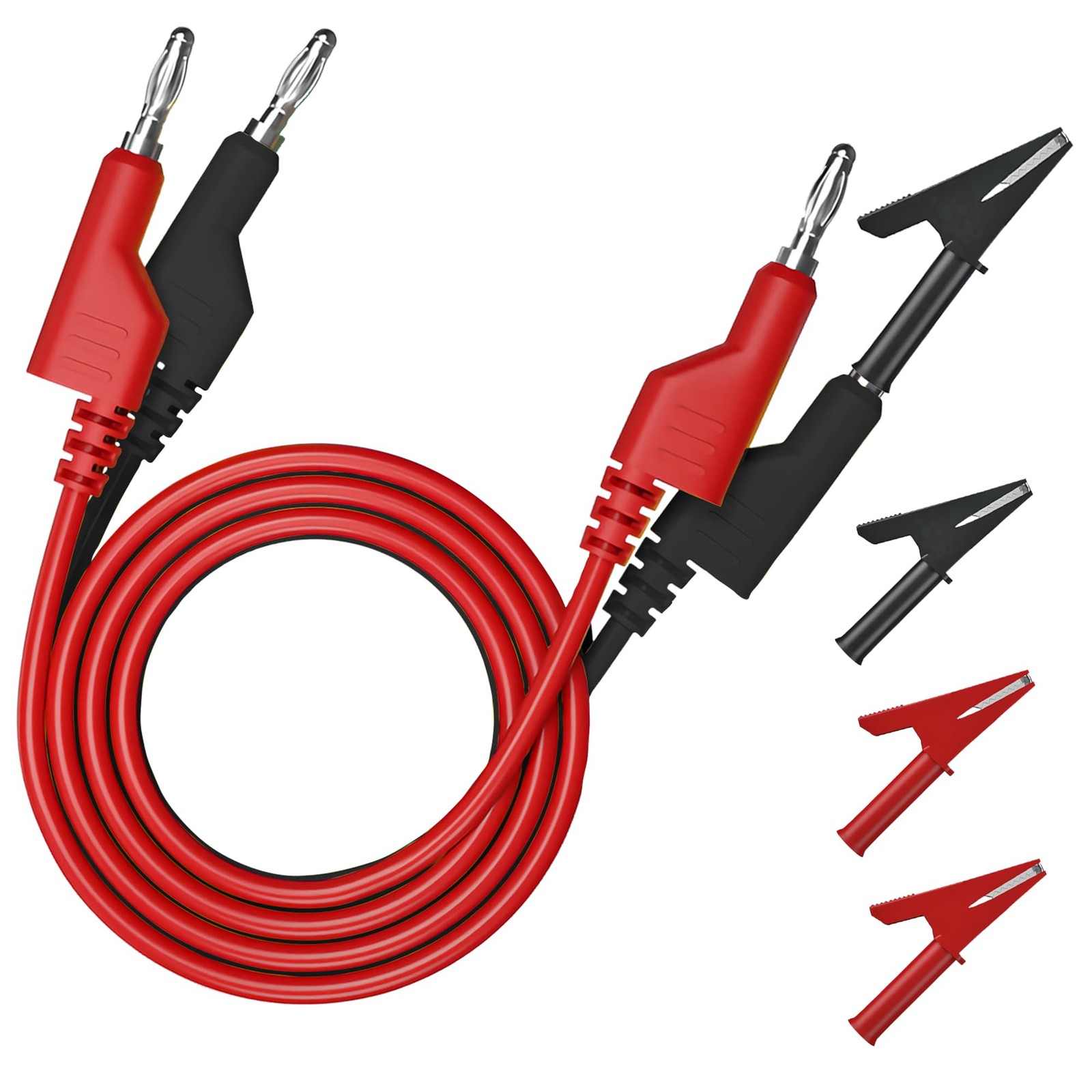 Stackable Banana Plug Test Leads Cable Kit with Alligator Clips, 6 Pcs