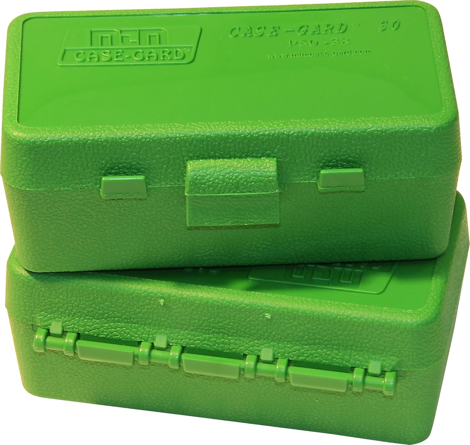 50 round flip top ammo box 38 357 cal green