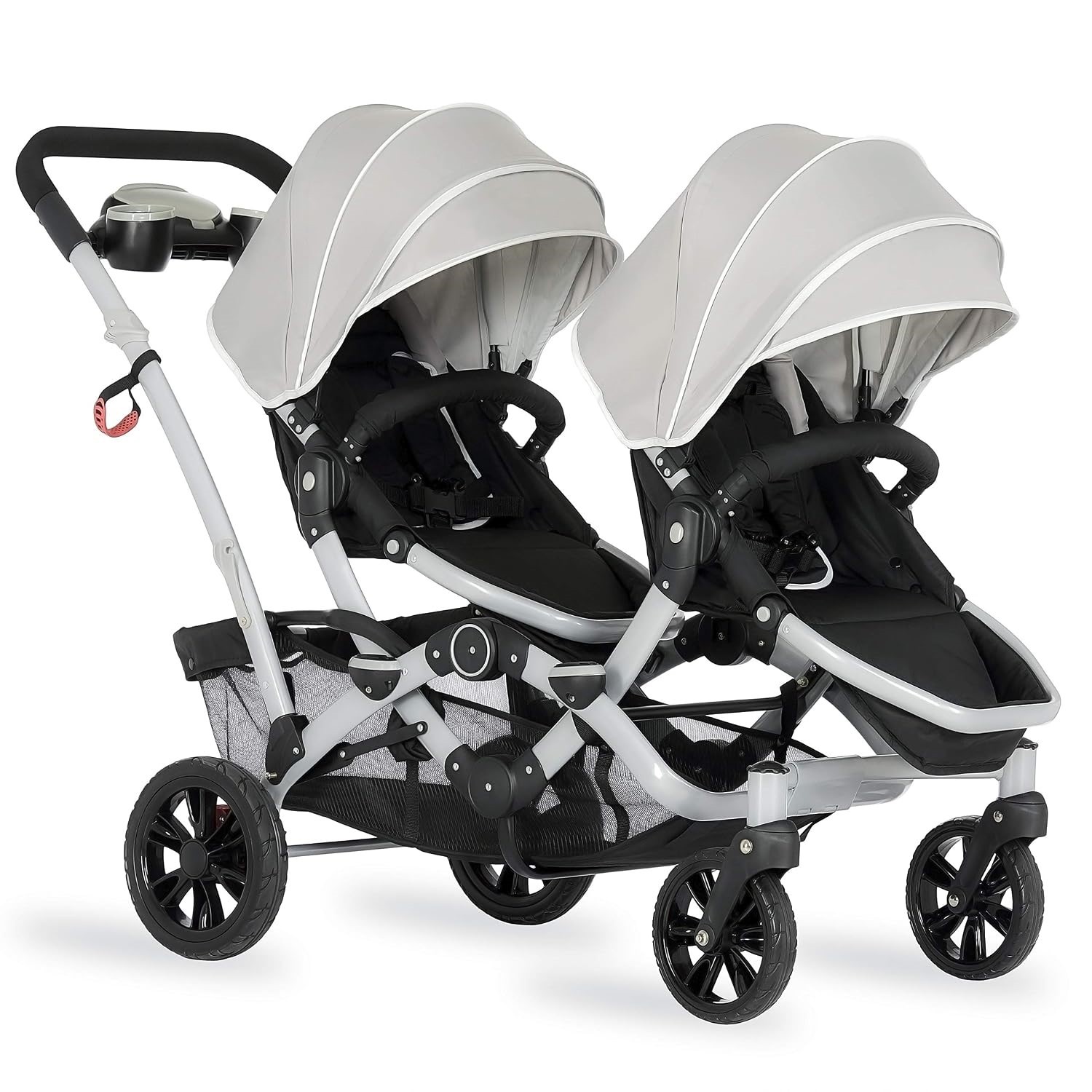 Dream On Me Track Tandem Double Umbrella Lightweight Stroller in Light Grey NEW