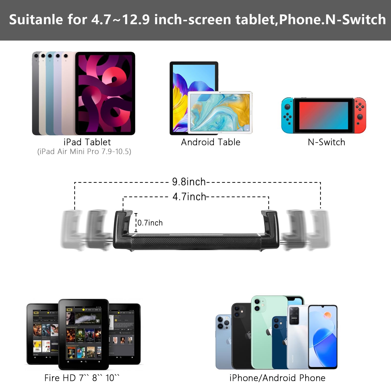 Tablet Floor Stand with Double Heavy Duty Stable Base Never Tip Over, Adjusta...