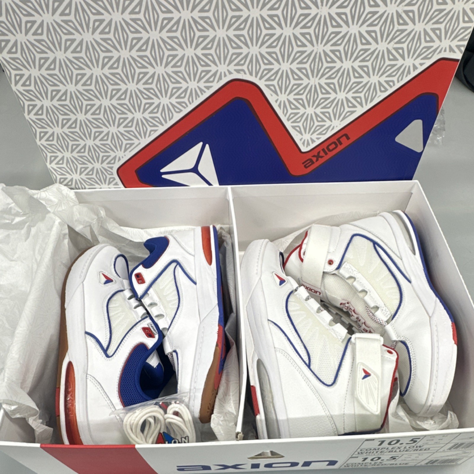 Axion Complex Low & High Men's Skateboarding Shoes White Blue Red 10.5