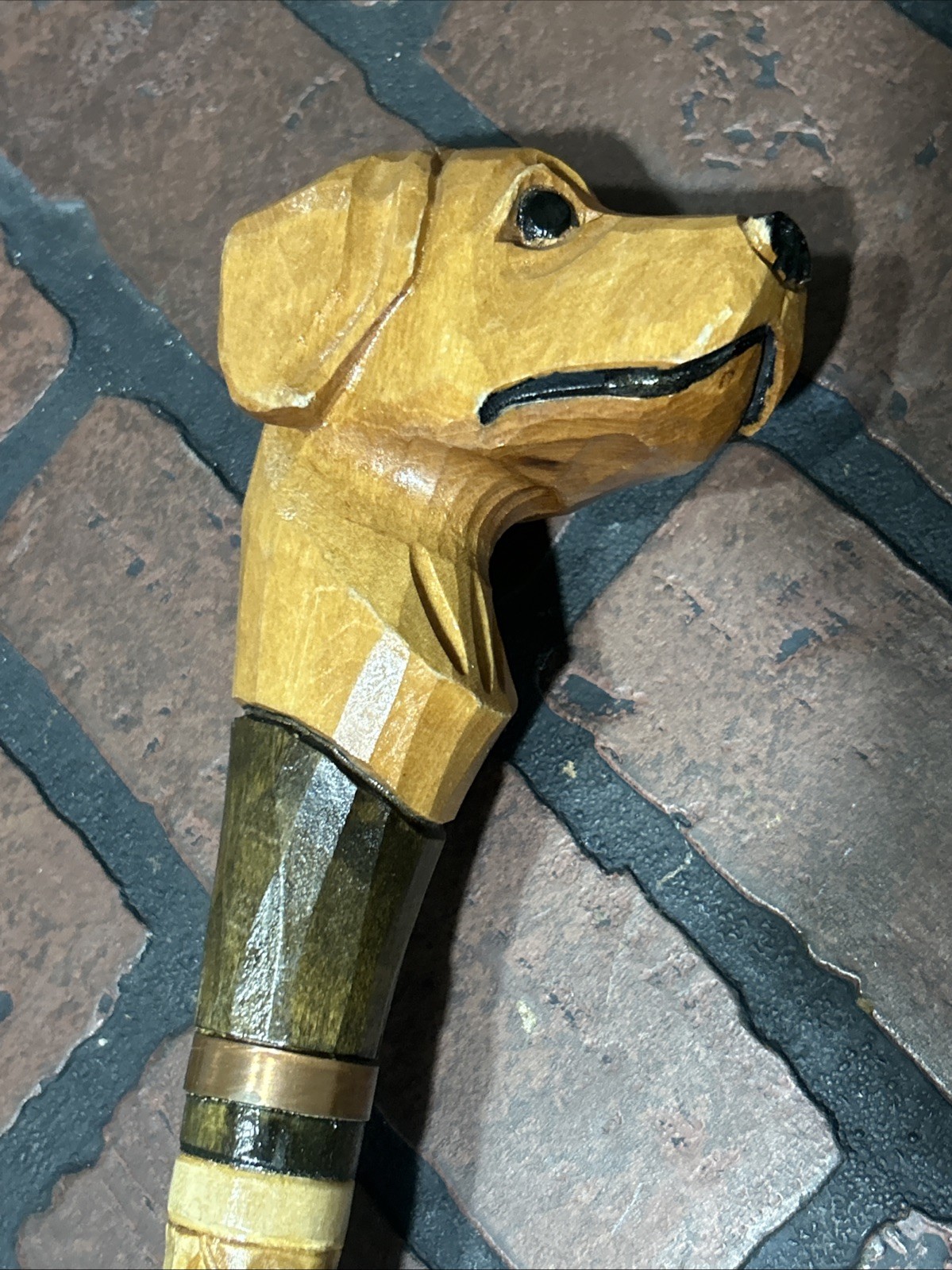 Designer Reed Wood Wooden Hand-Carved Carving Handmade Cane Stick Gift Dog
