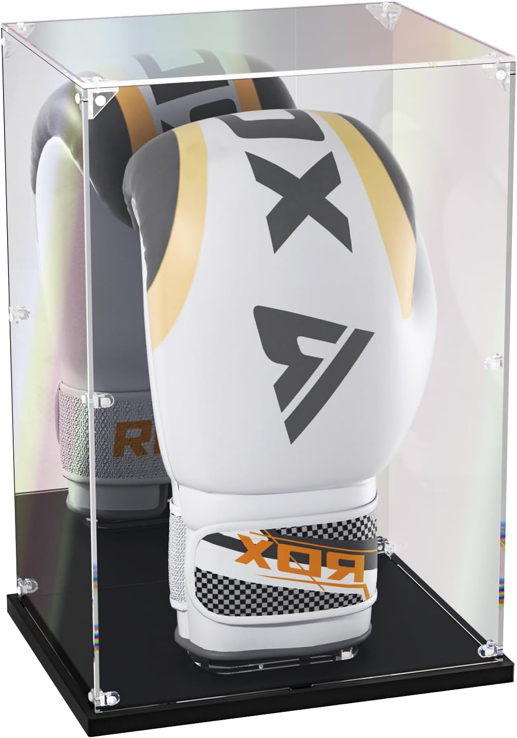 Boxing Glove Display Case with Mirror Back, Acrylic Display Case with Stand for