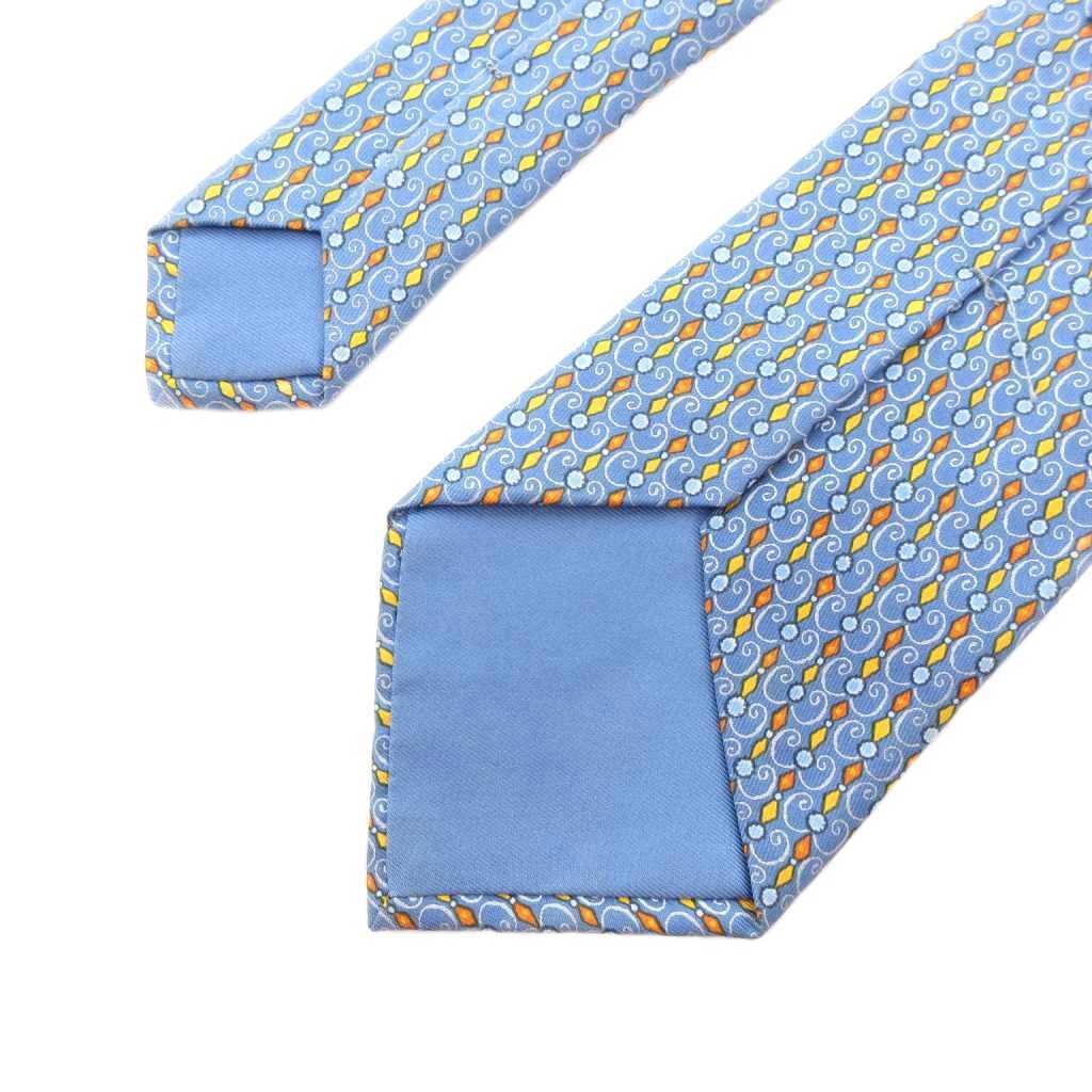 HERMES regular tie all over pattern logo silk blue AE GY47 men s