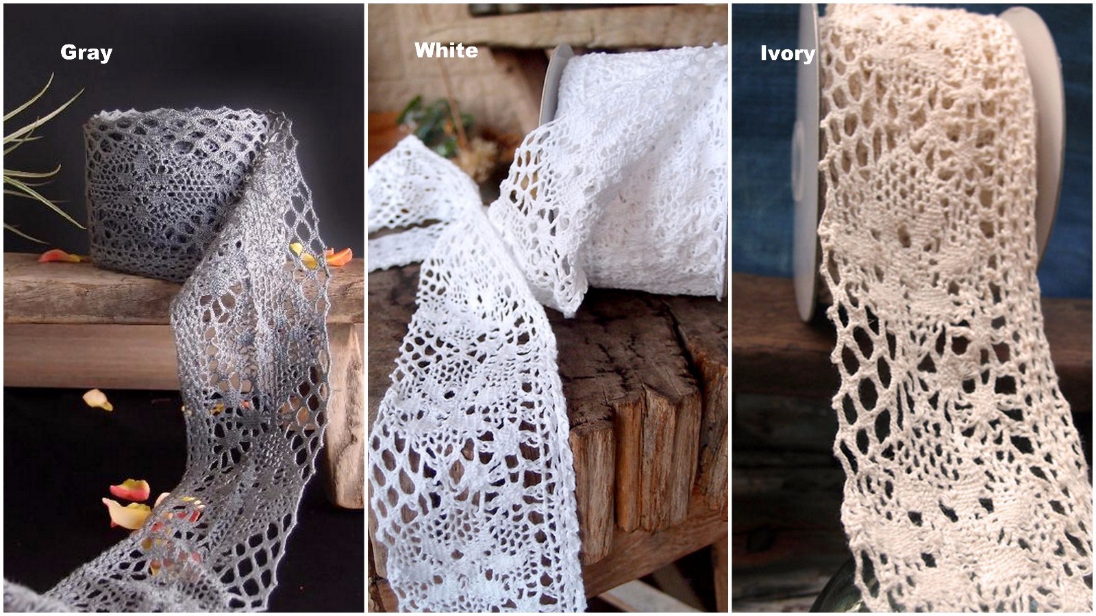 2.5" Crochet Lace Ribbon Floral Trim Gift Wrap Decor 10 Yards - Choose Colors