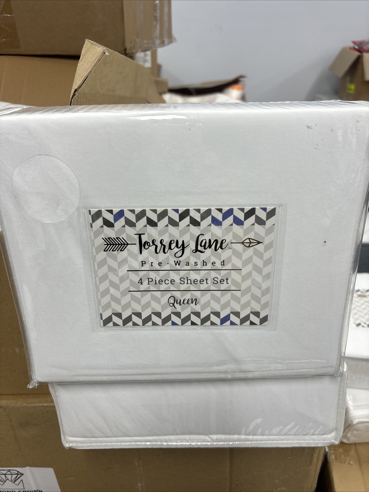 TORREY LANE Queen Sheet Set 4 Piece White BRAND NEW factory sealed PRE WASHED