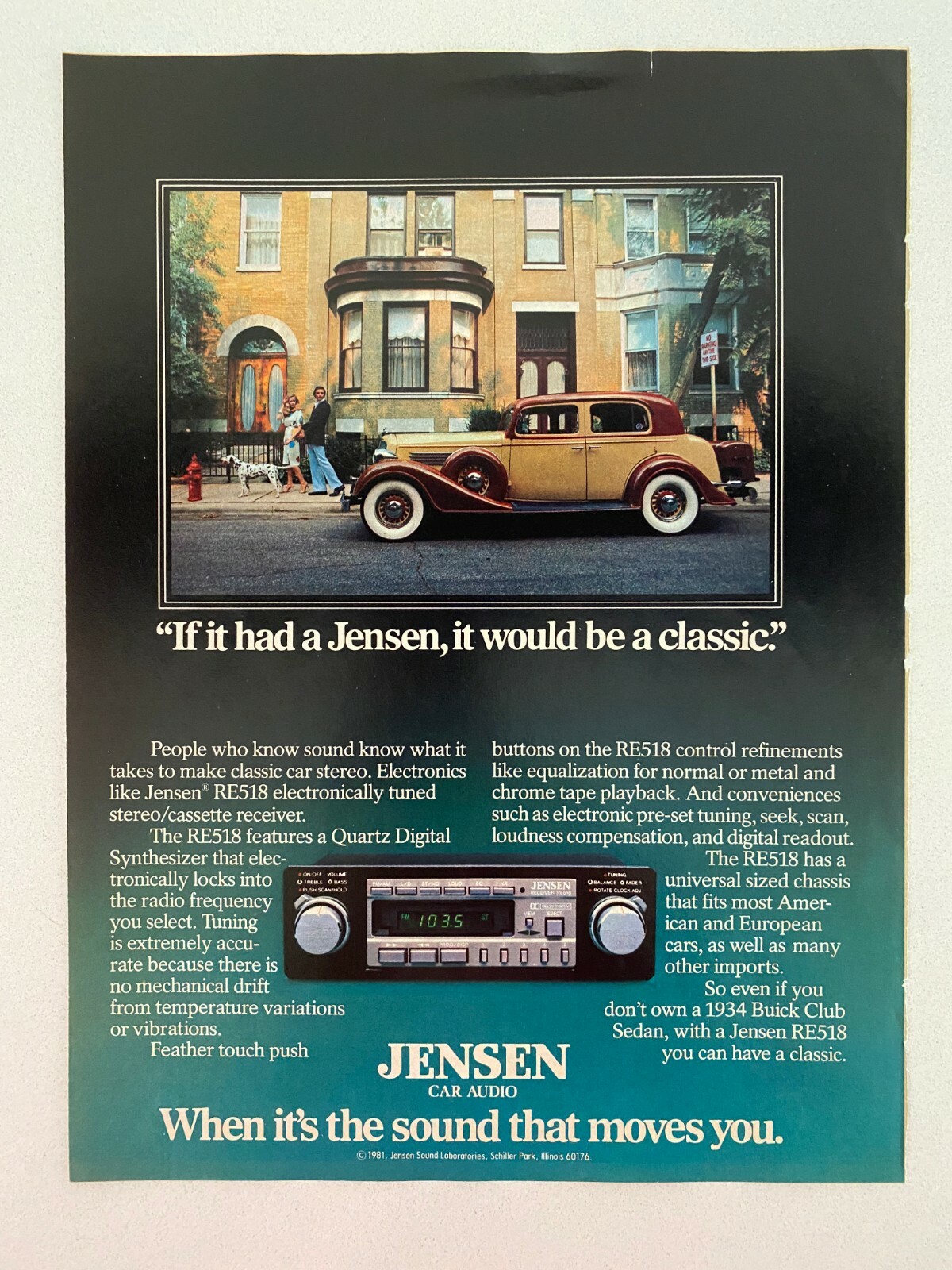 Jensen RE518 Stereo/Cassette Receiver Car Audio Vintage 1981 Print Ad