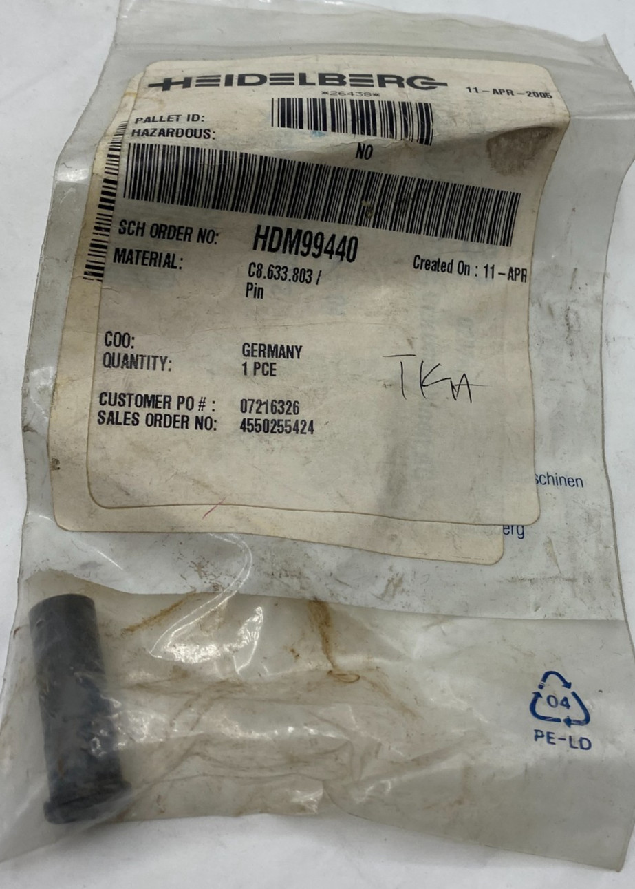 HEIDELBERG PIN HDM99440 C8.633.803, C8633803 NEW "FREE SHIPPING" 🎯