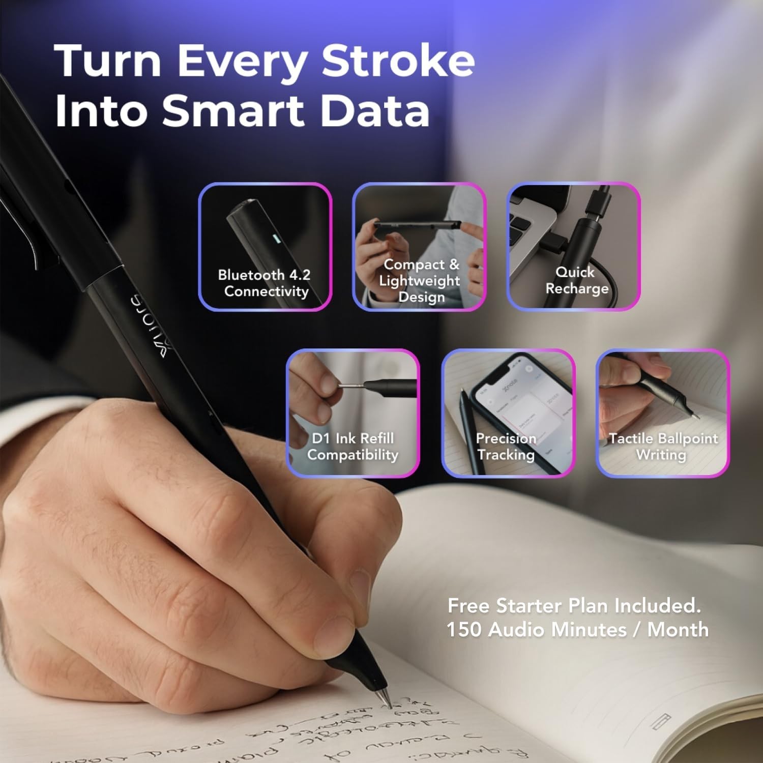 XNote Smart Pen Notebook AI Digital Writing Bluetooth Sync 5 Refills Set NWP-F55