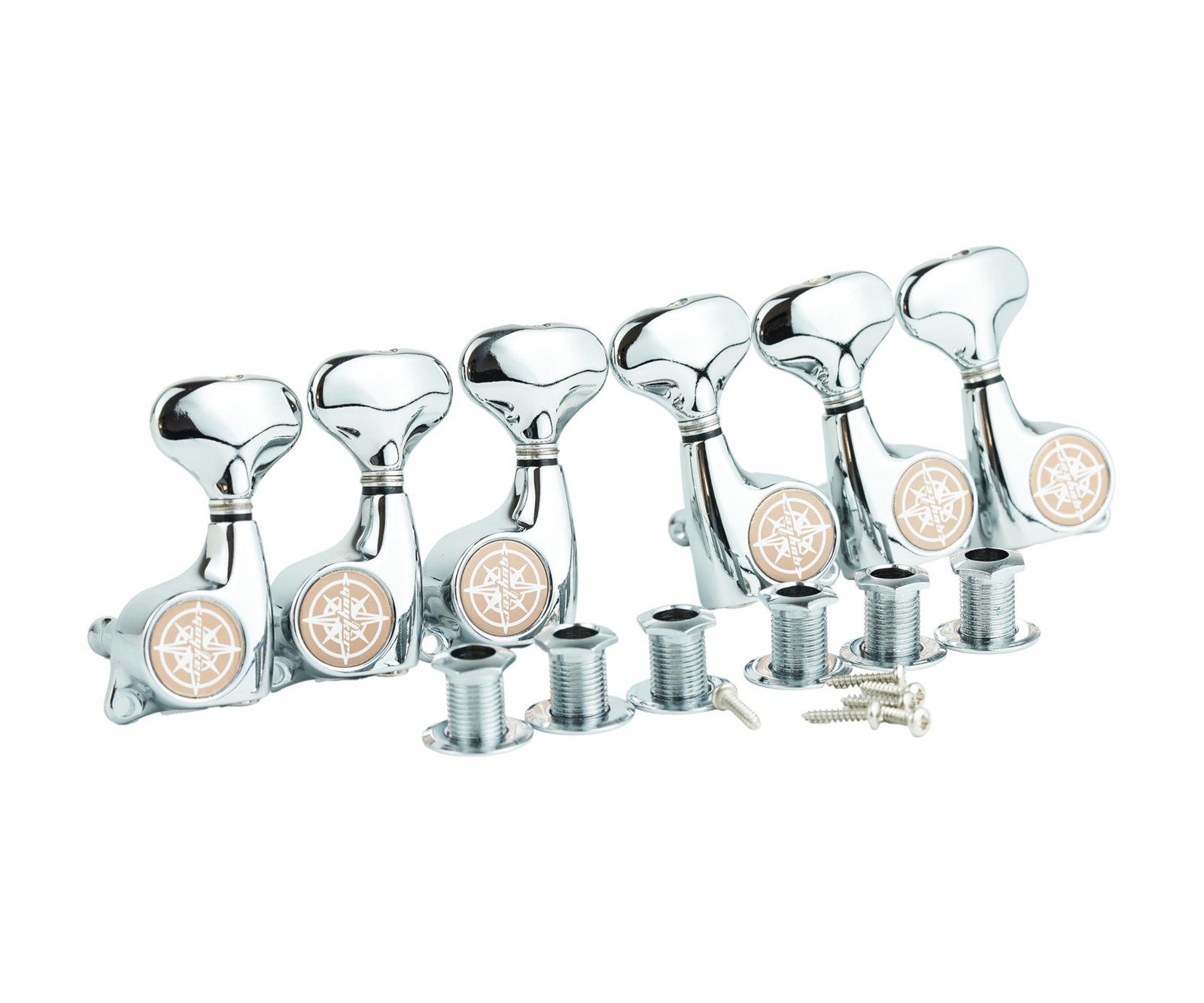 Guyker Guitar Machine Heads (3L + 3R) – 1:21 Sealed Tuning Key Pegs Tuners