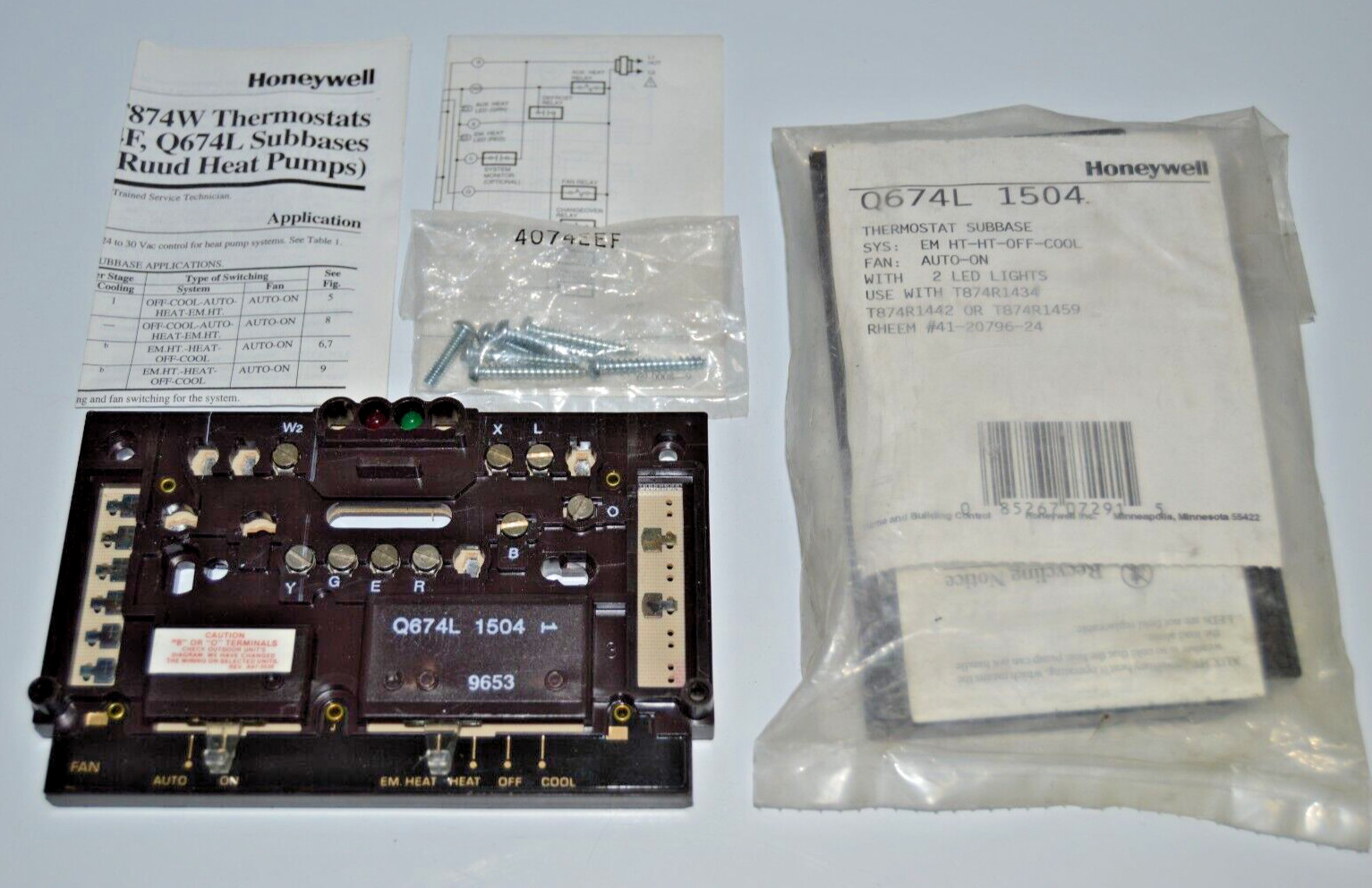 Honeywell Q674L1504 Q674L 1504 Multistage Subbase for T874R 1434, 1442, 1459 NEW