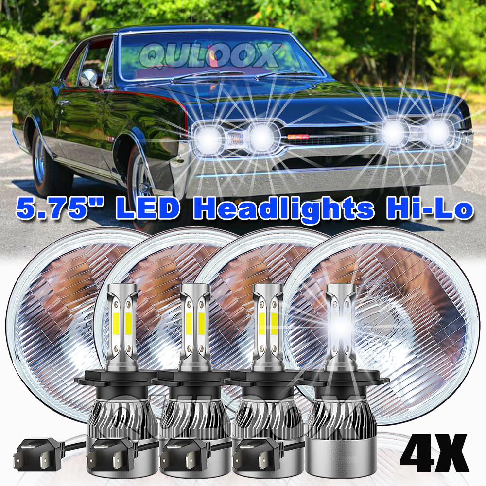 4PCS 5 3/4" 5.75 LED Headlights HI/LO for Oldsmobile 442 98 F85 Cutlass 4X White
