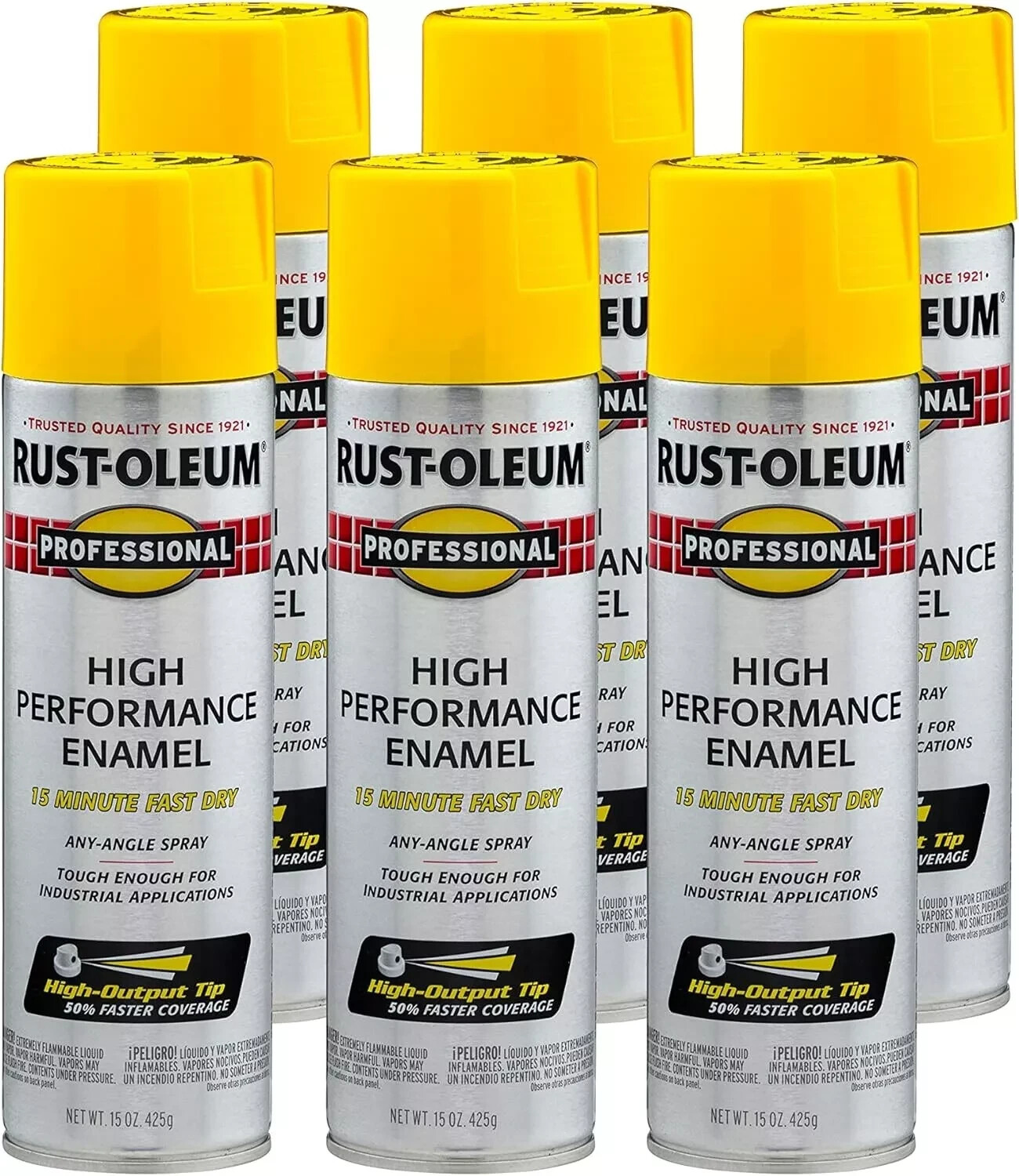 Rust-Oleum 7543838-6PK Enamel Spray Paint, 15oz, Gloss Safety Yellow, 6 Pack