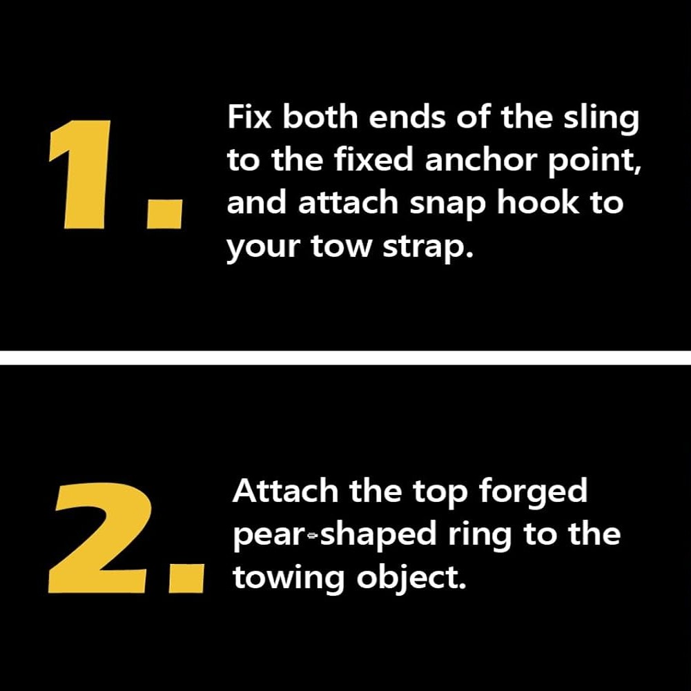 V-Bridle Recovery Strap 2"x4' w/Snap Hooks w/ Cordura Sleeve & Axle Straps Tow