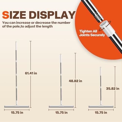 Silicone Squeegee for Floor, 180° Rotating Squeegee Broom, Floor Squeegee with