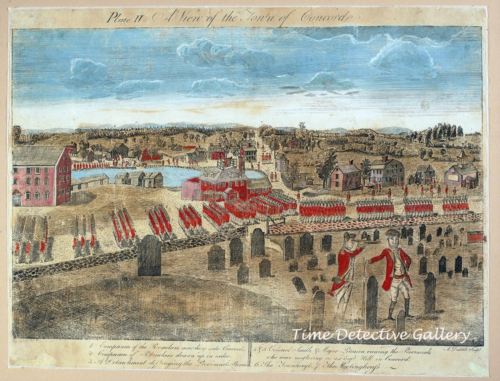 "A View of the Town of Concord 1775" by Amos Doolittle - Revolutionary War Print