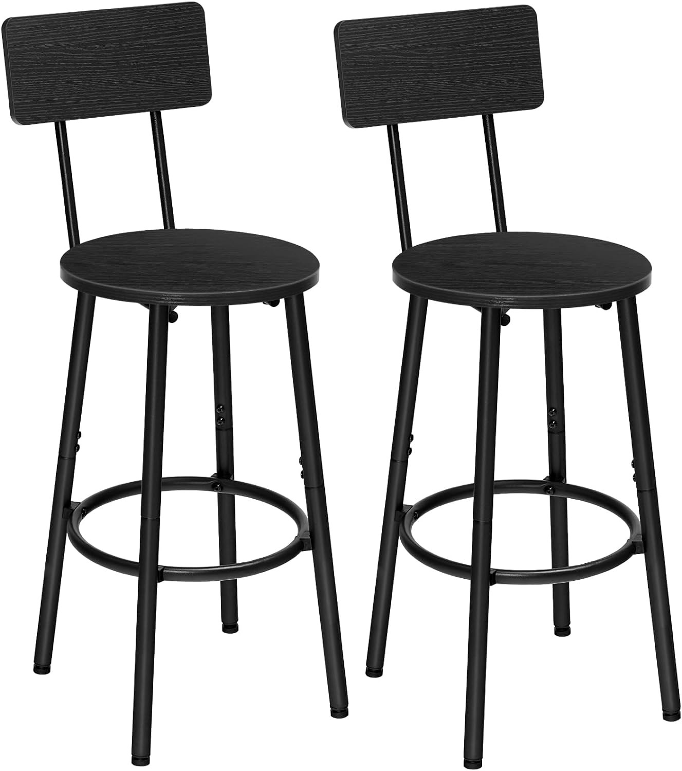 Bar Stools,Set of 2 Bar Stools W/ Footrest & Back,25.2" Bar Chairs Kitchen