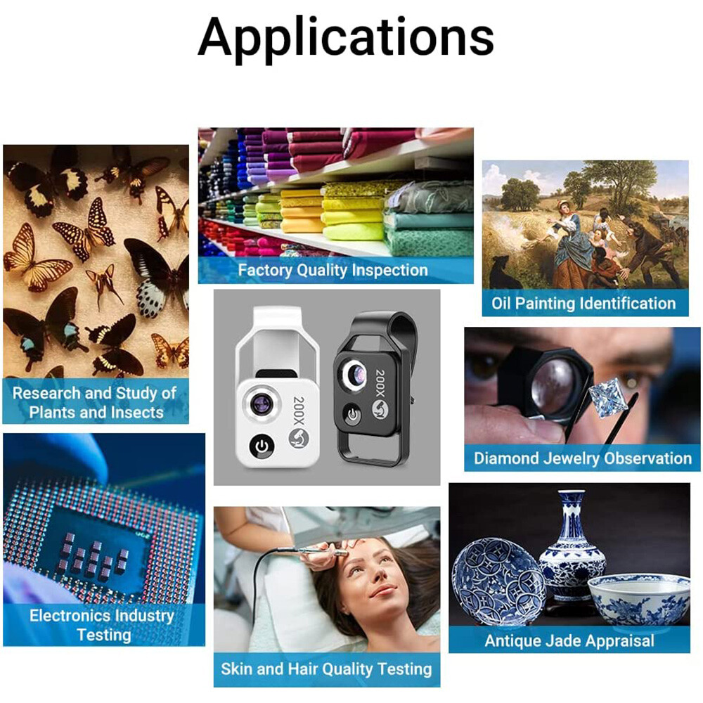 Mini Microscope with CPL Lens Led Light 200x Micro for iPhone Android Cell Phone
