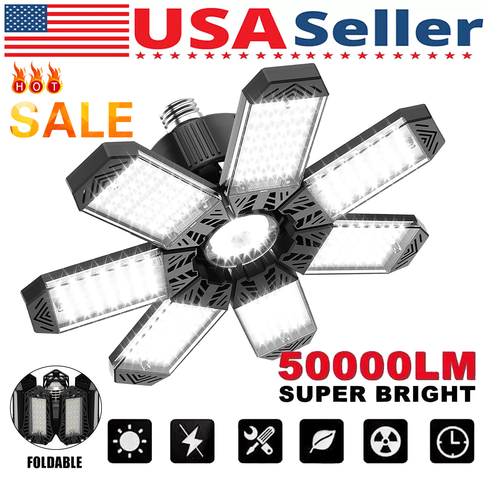 7 in 1 LED Garage Light Bright Work Shop Ceiling Light Deformable Bulb Lamp New